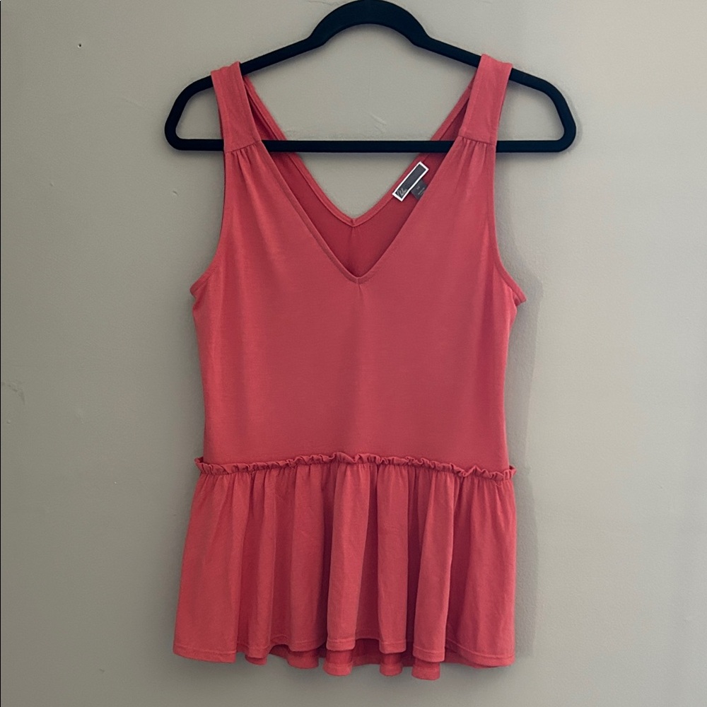 Chelsea Coral Sleeveless Peplum Top